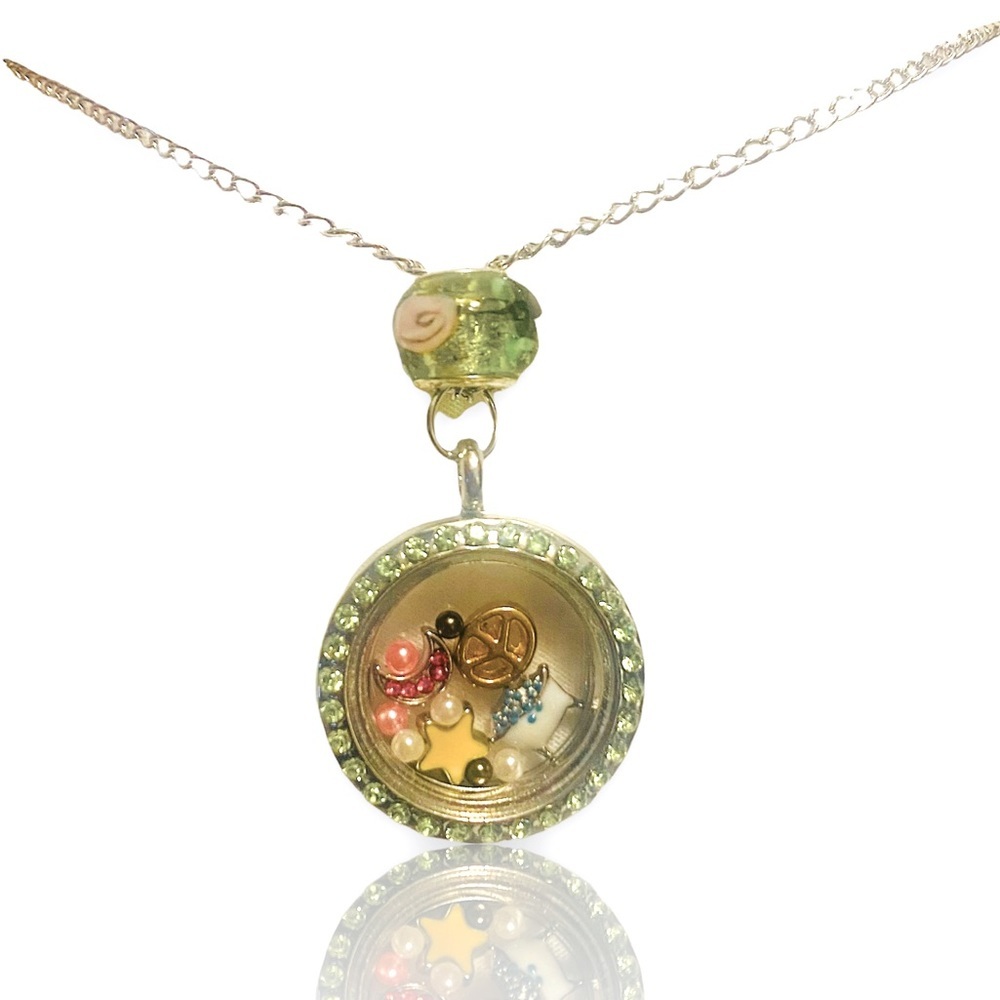 NIGHT IN boutique charm circle locket pendant necklace + FREE CHARM EXTRAS!